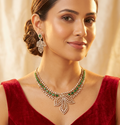 Green gayatri american diamond necklace sets