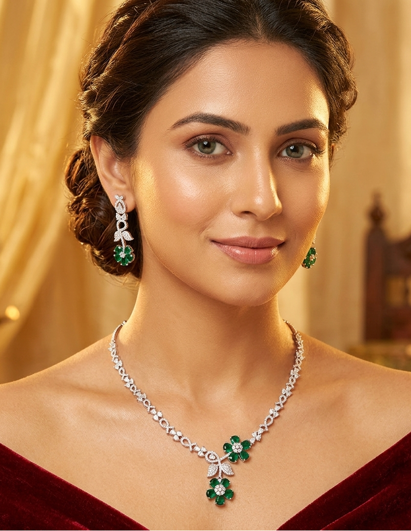 Emerald Lila diamond necklace set