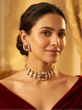 Chaaya Pink Mossionite Kundan Necklace set