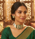 Emerald Nina mossionite kundan choker sets