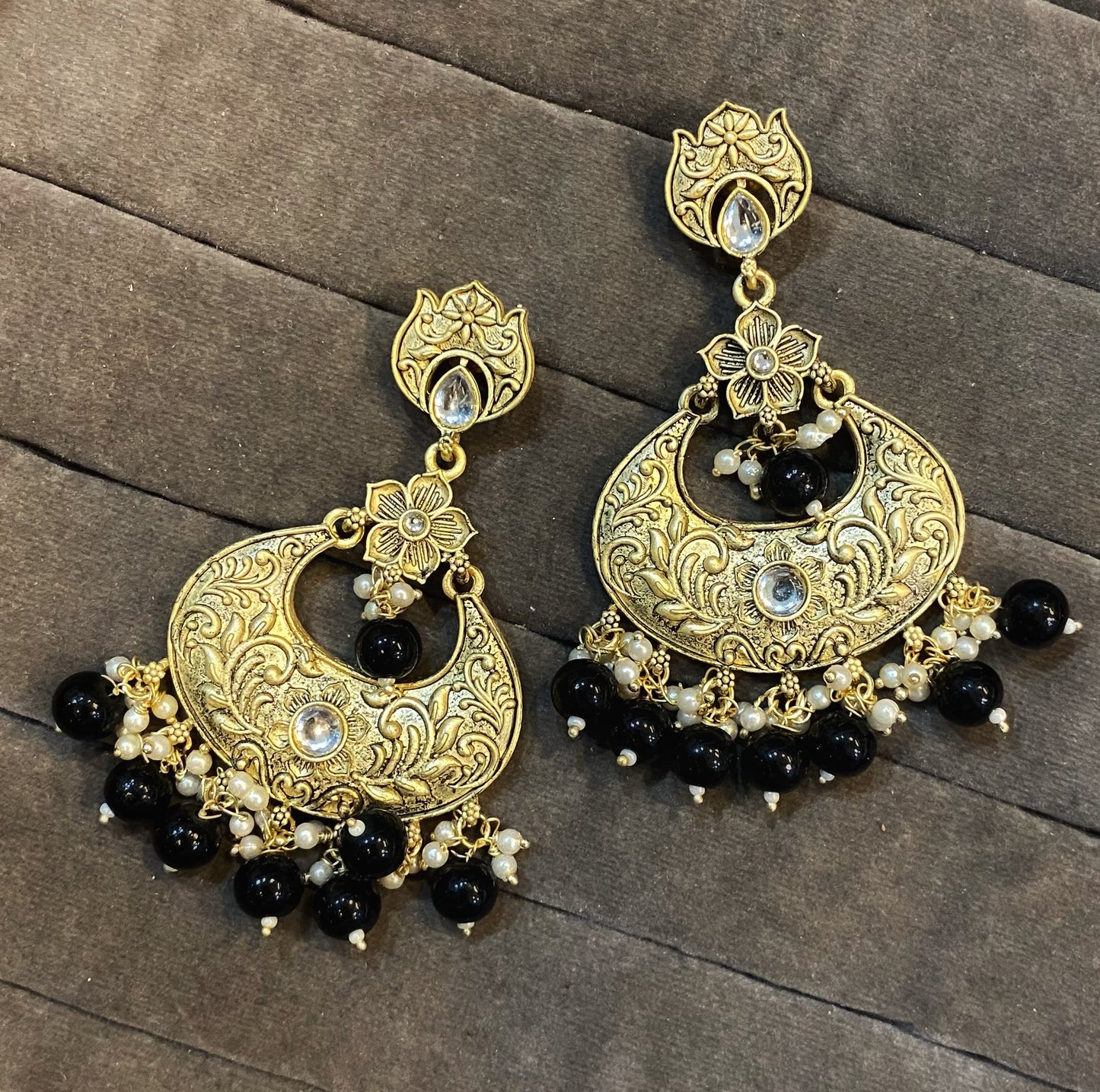 Jayanti golden kundan chandbali earrings