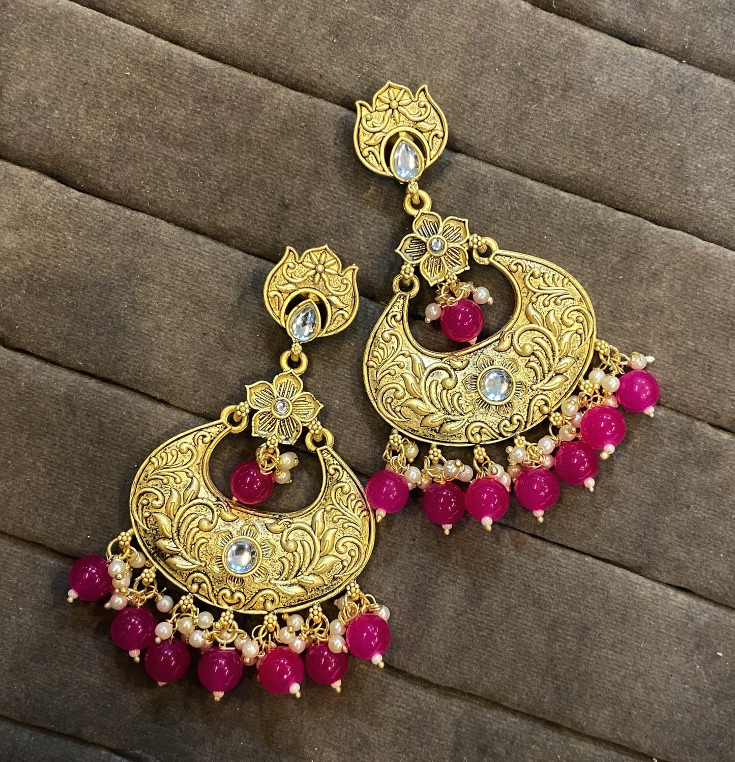 Jayanti golden kundan chandbali earrings
