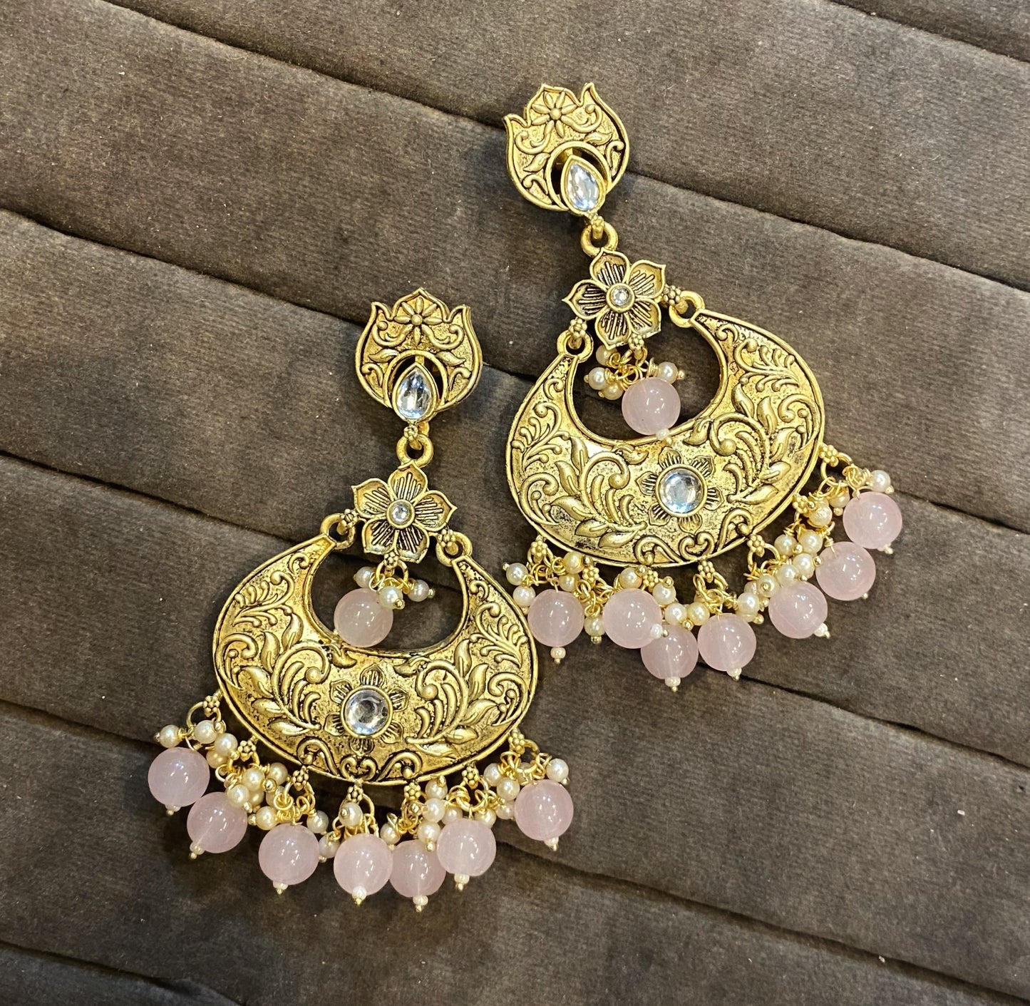 Jayanti golden kundan chandbali earrings