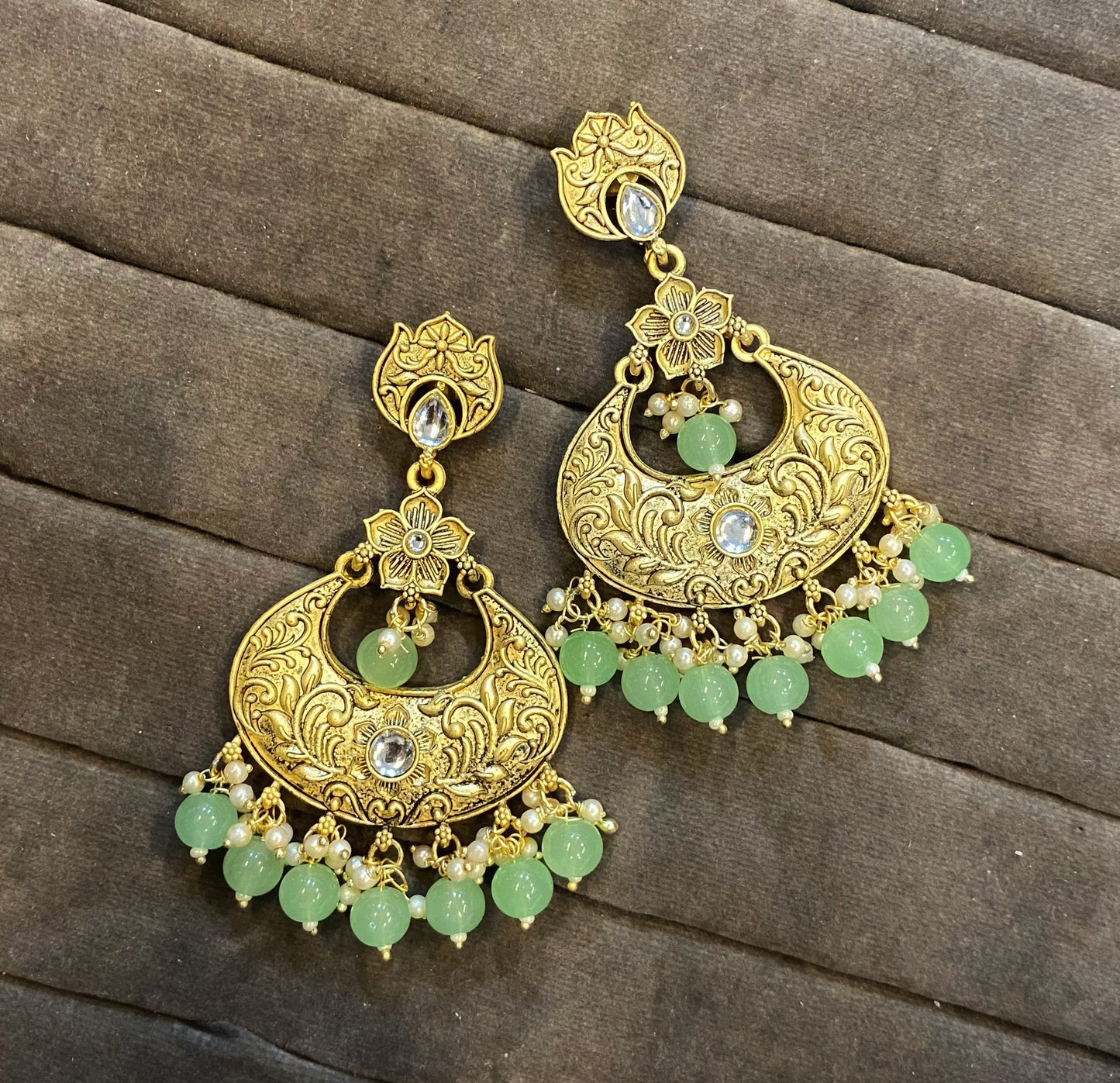Jayanti golden kundan chandbali earrings