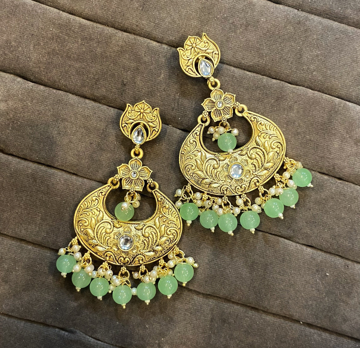 Jayanti golden kundan chandbali earrings