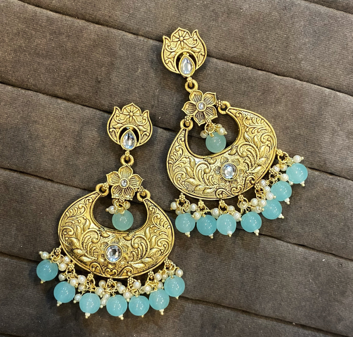 Jayanti golden kundan chandbali earrings