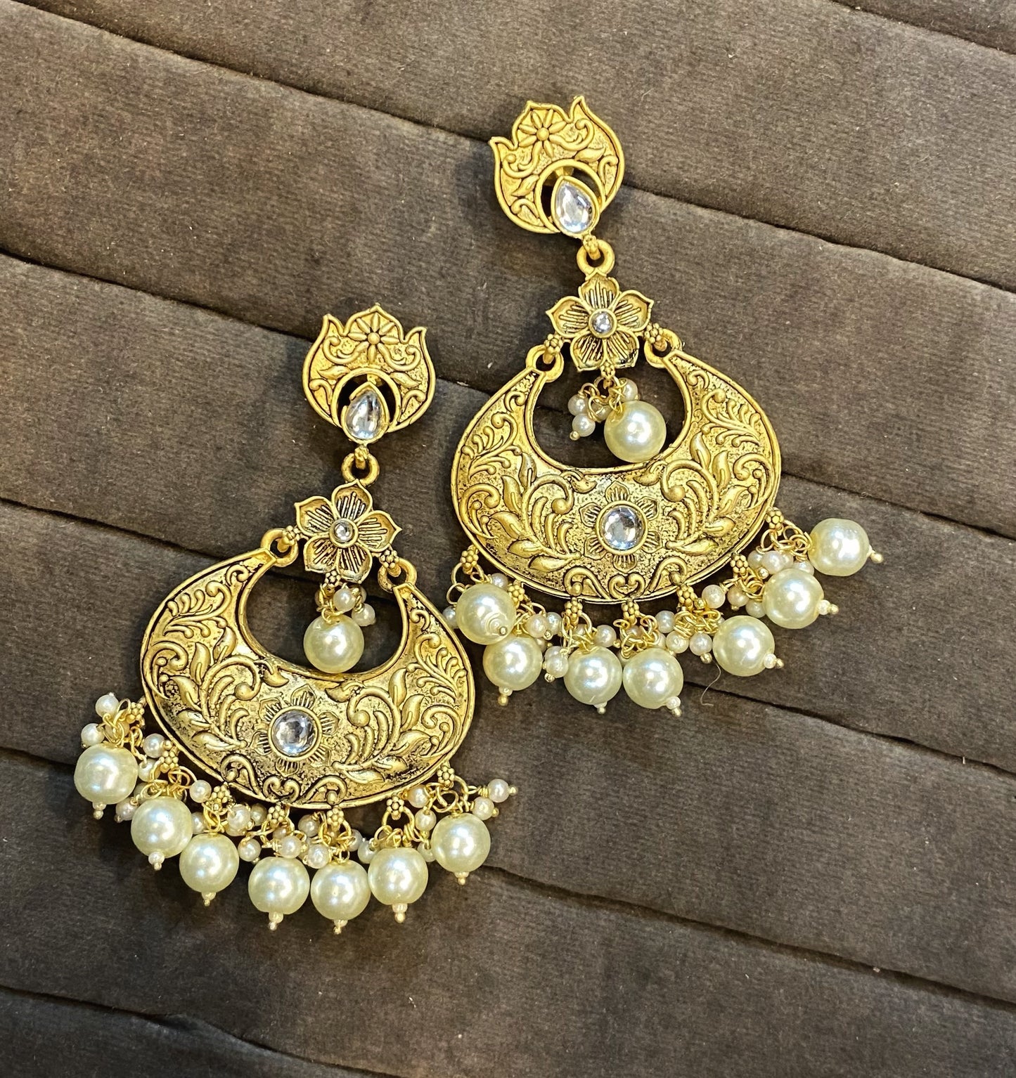 Jayanti golden kundan chandbali earrings