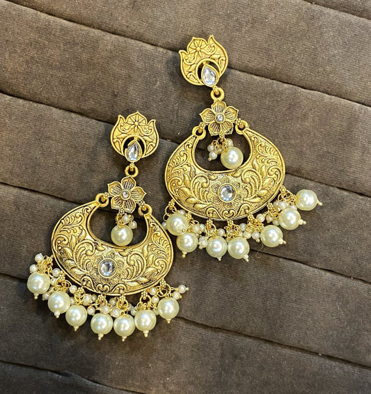 Jayanti golden kundan chandbali earrings