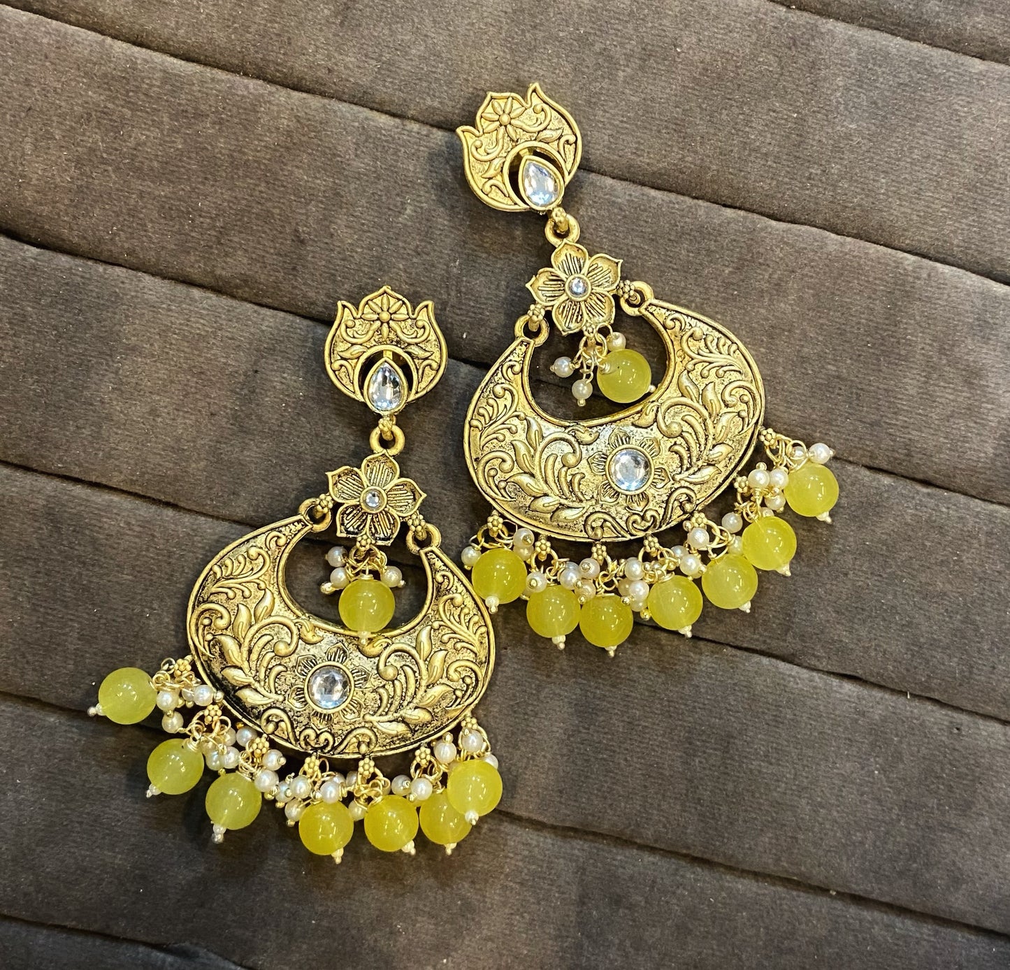 Jayanti golden kundan chandbali earrings