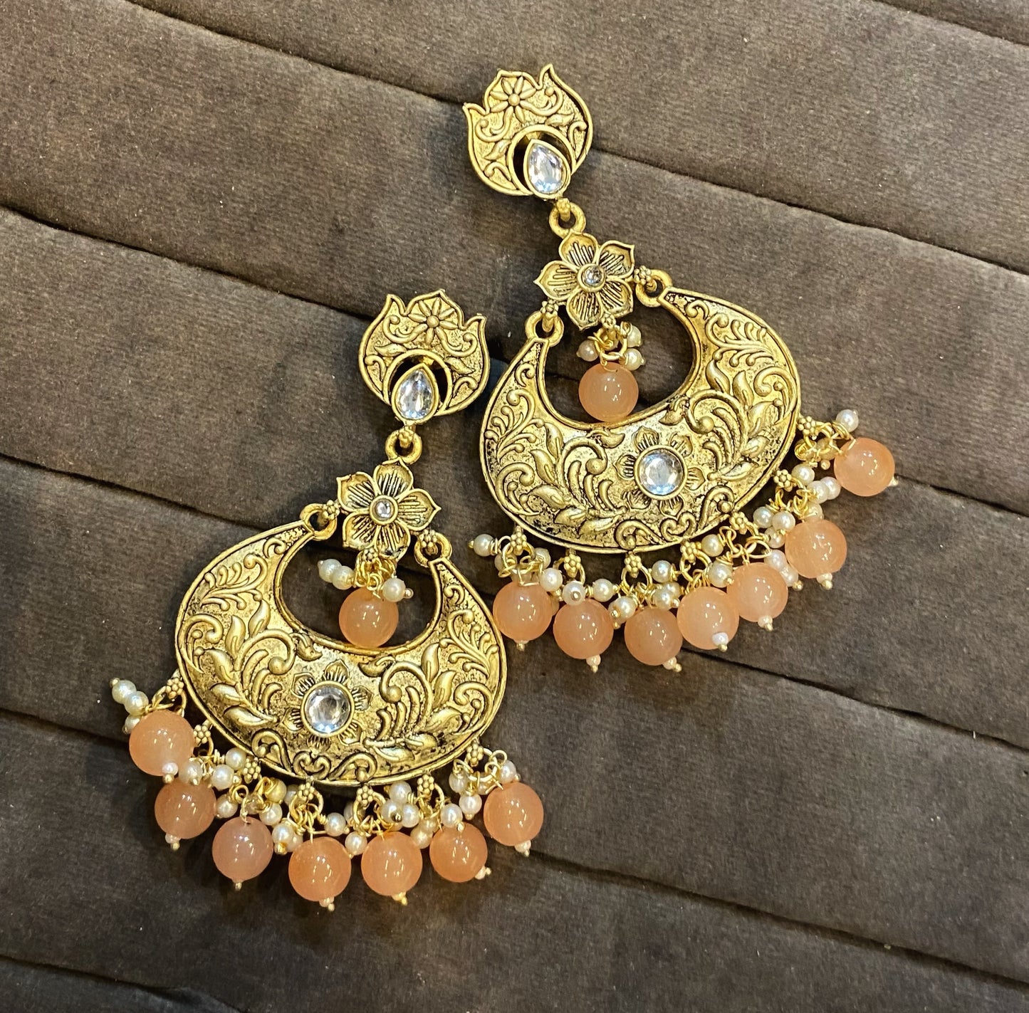 Jayanti golden kundan chandbali earrings