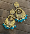 Rivha golden kundan chandbali earrings