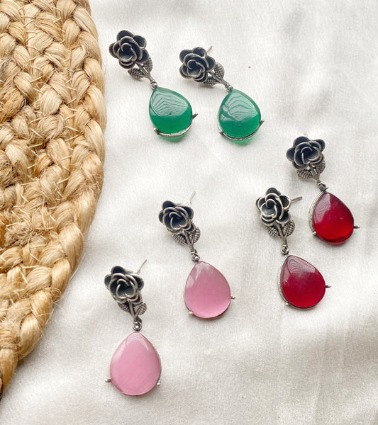 Rose oxidised earrings