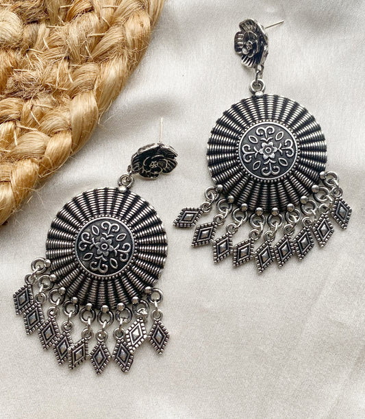 Mandala oxidised earrings