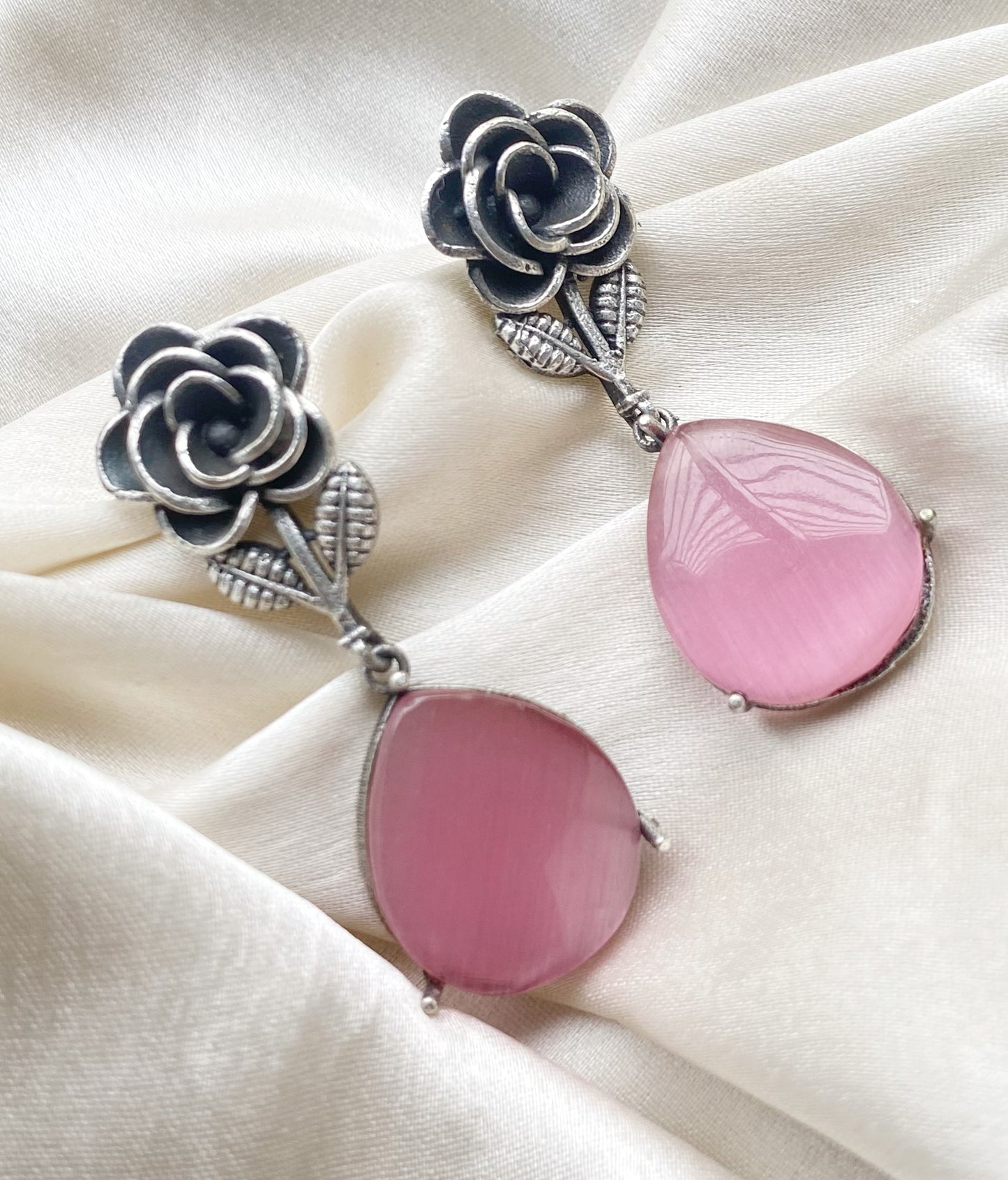 Rose oxidised earrings