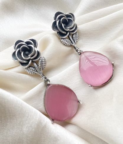Rose oxidised earrings