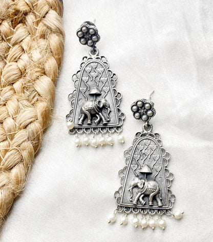 Ritu elephant oxidised earrings