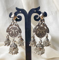 Oxidised coin style jhumka