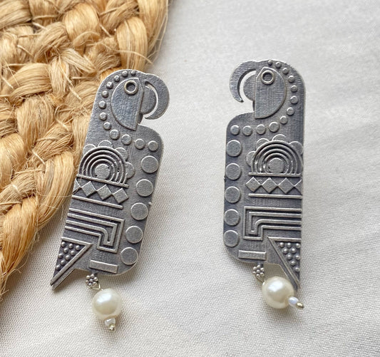 Parrot oxidised earrings