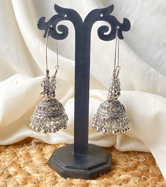 Malika bali oxidised jhumka