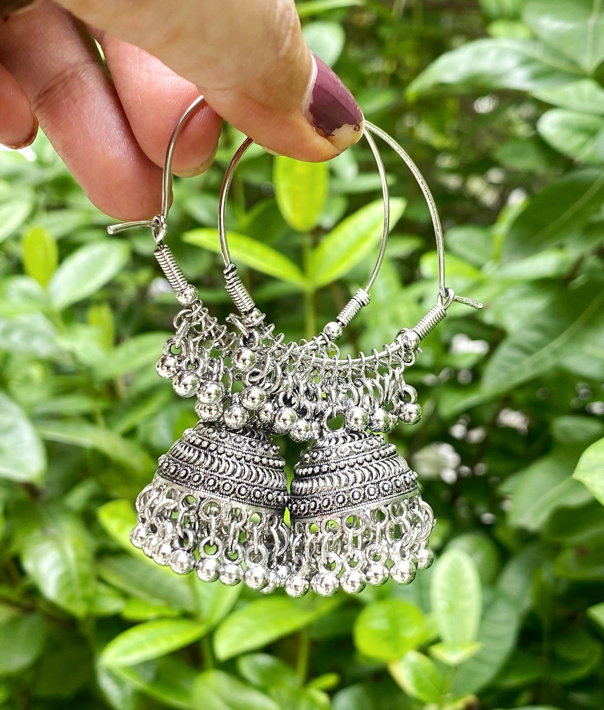 Amrata oxidised bali jhumki