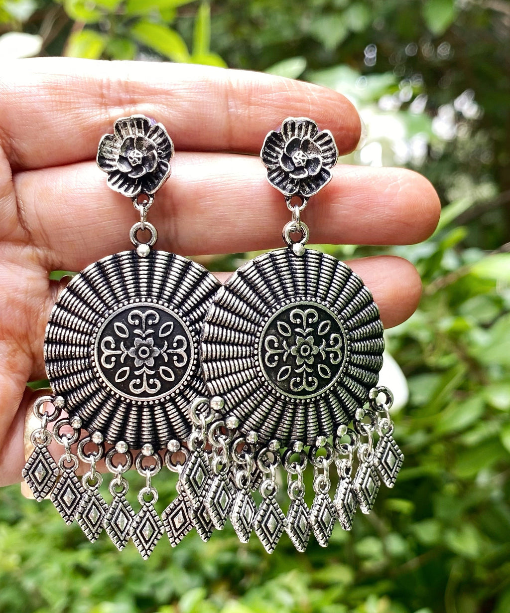 Mandala oxidised earrings
