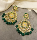 Green Kanak kundan chandbali earrings