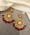 Red Kanak kundan chandbali earrings