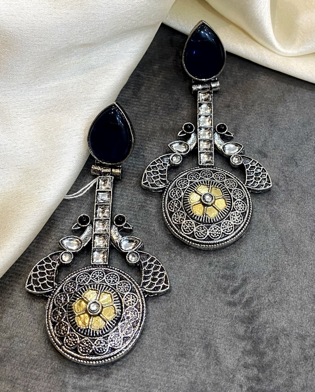 Ananya blue dual tone oxidised earrings