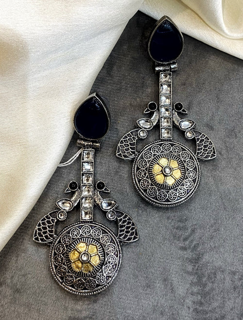 Ananya blue dual tone oxidised earrings