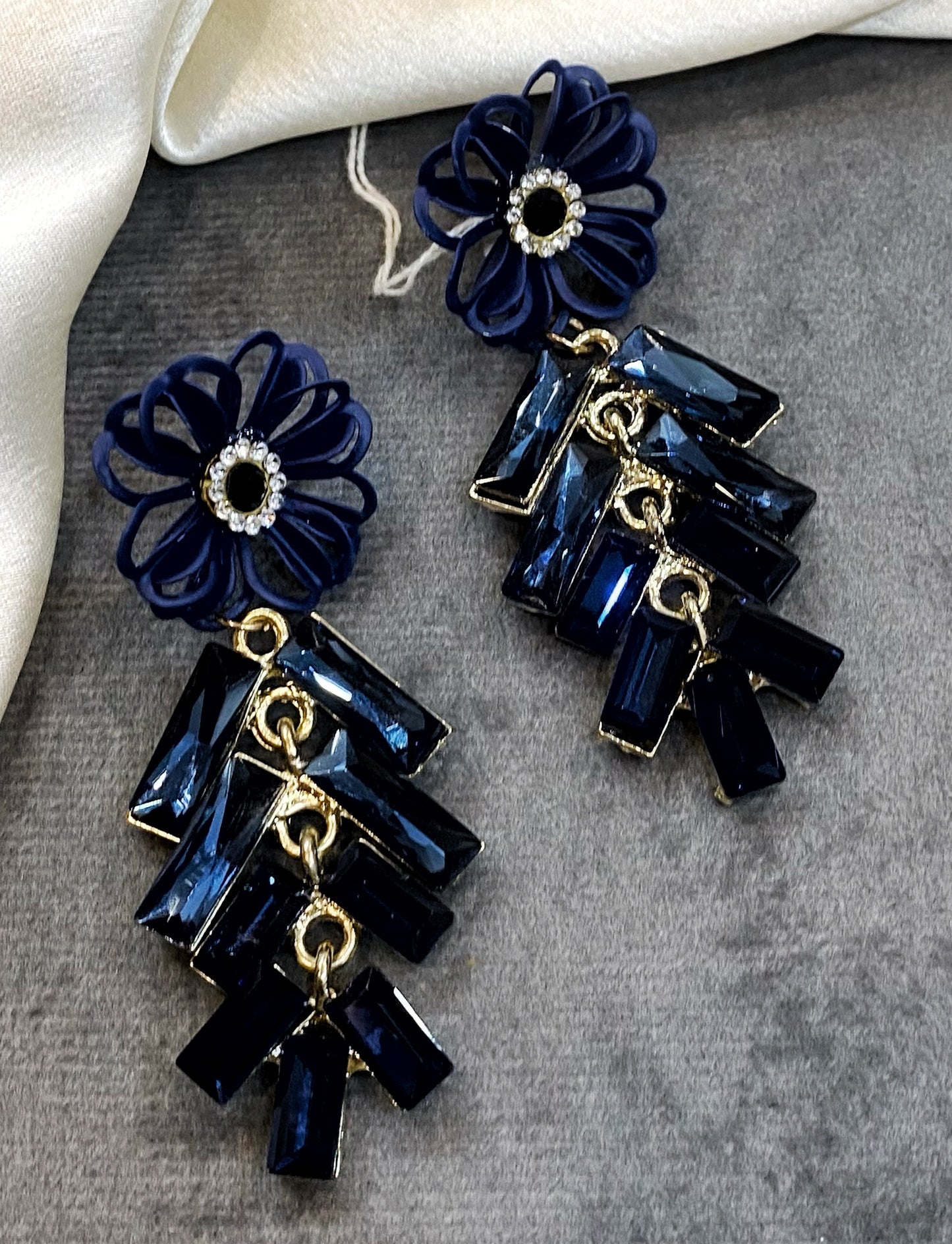 Riya blue indowestern earrings