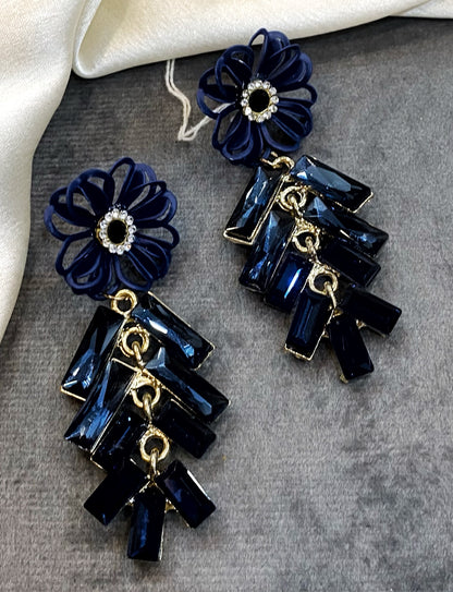Riya blue indowestern earrings