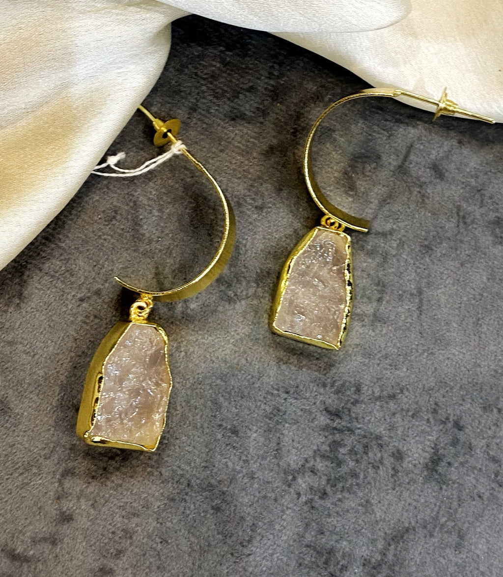 Naina Druzy stone hoop earrings