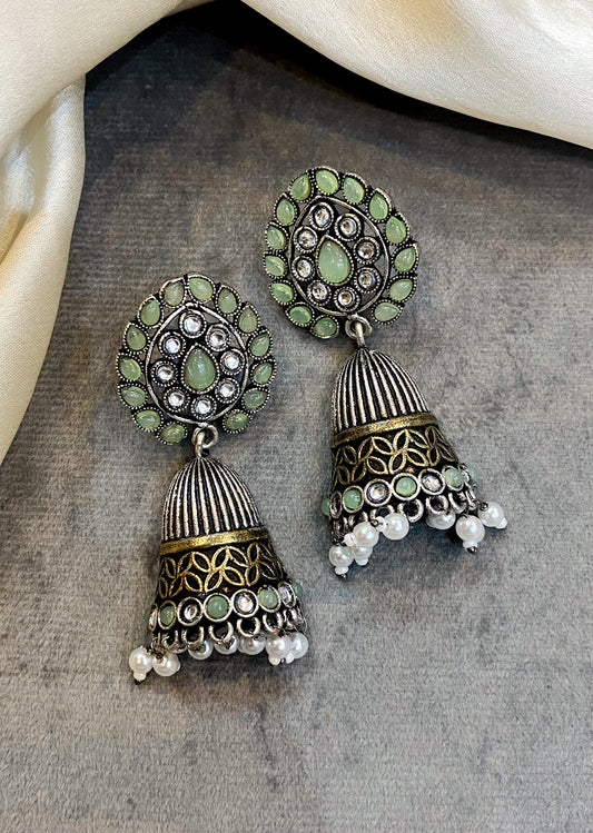 Anandini oxidised mint earrings