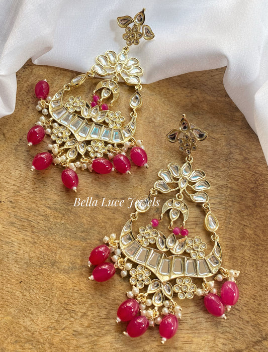 Dark Pink Vedika Kundan Chandbali