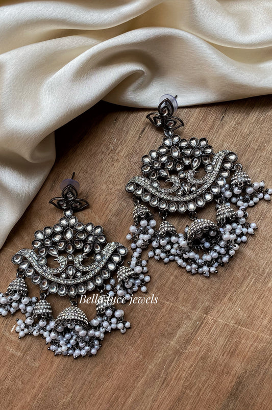 Anya Silver Kundan jhumka