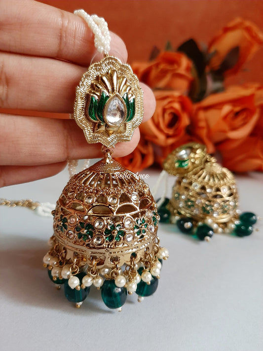 Green Sajda Kundan Jhumka