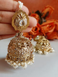 White Sajda Kundan Jhumka