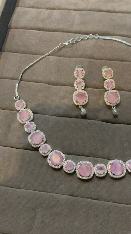 Sumani rhodium Plated American diamond ne